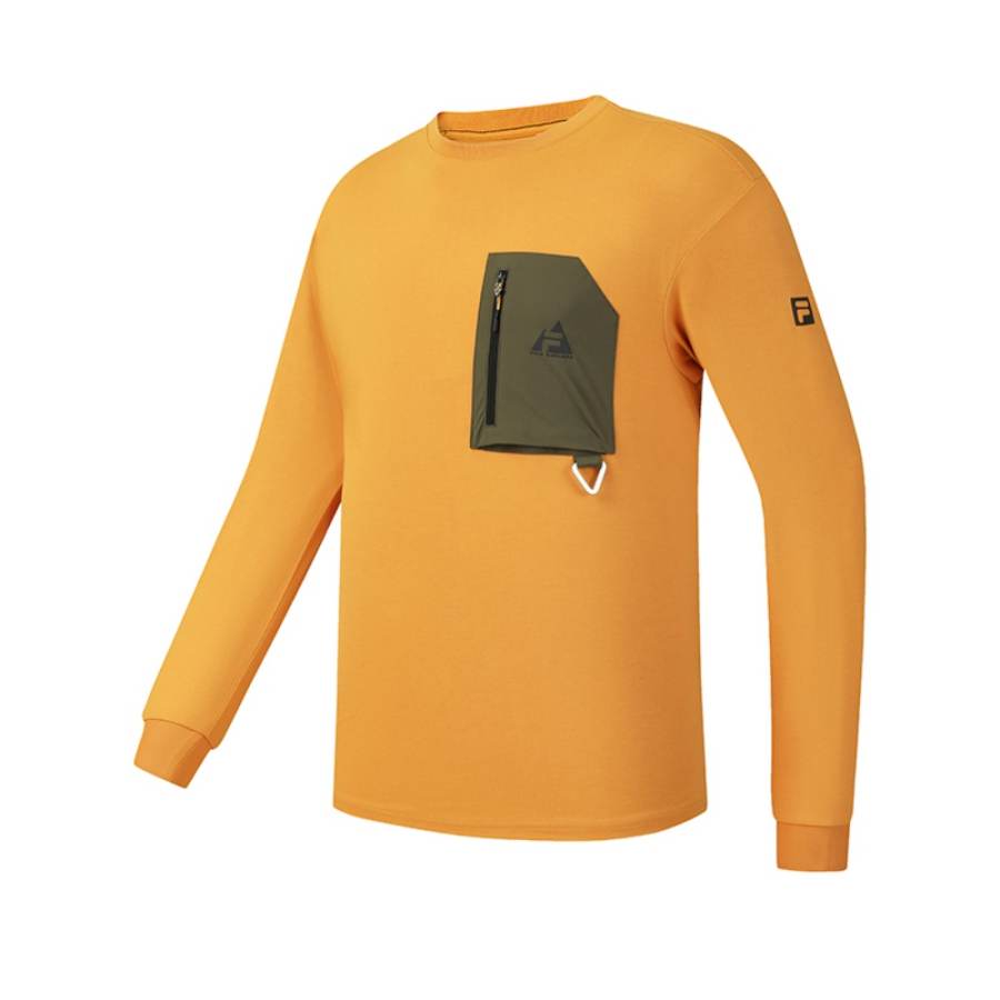 FILA EXPLORE T Shirt Men's Dyeing Yam Orange