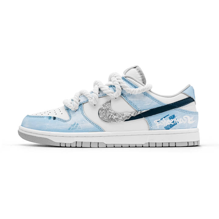 Nike Nike Dunk Skateboard Shoes Unisex Low Top White Blue Gray Patchwork