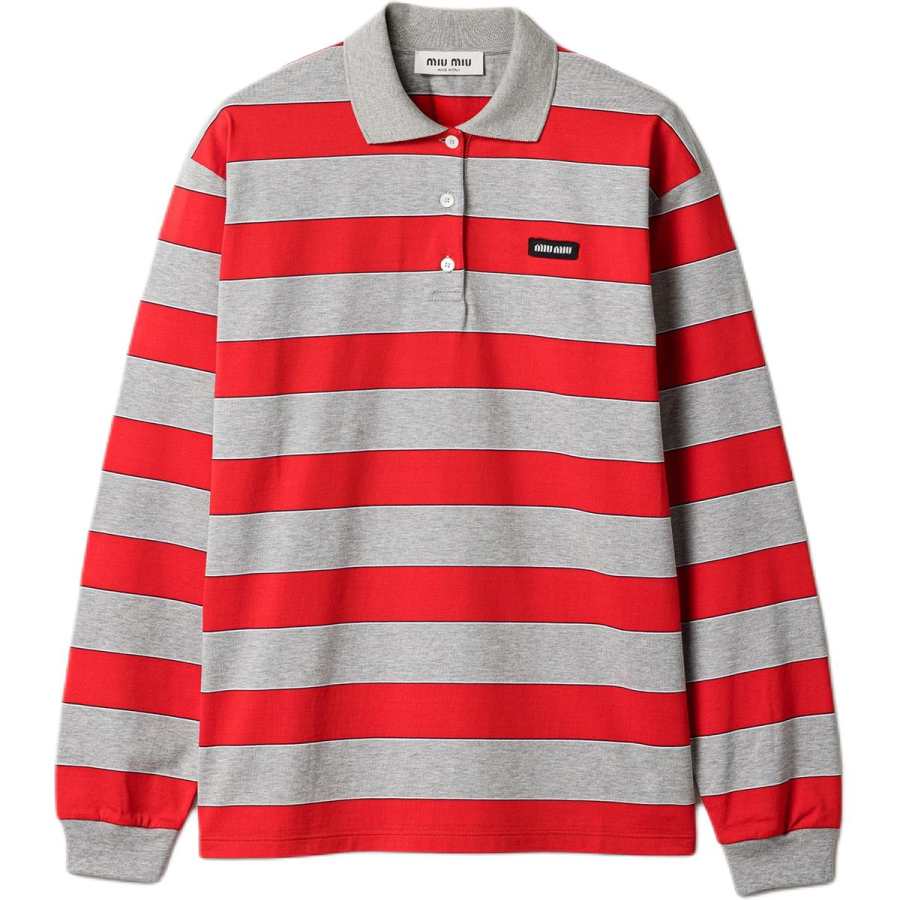 Miu Miu striped long-sleeve polo shirt