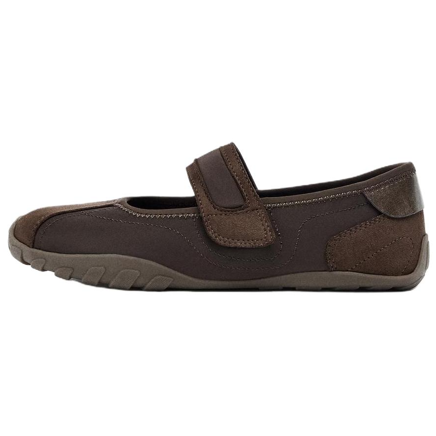 ZARA Flat Mary Jane Shoes 0.5cm Women's Brown