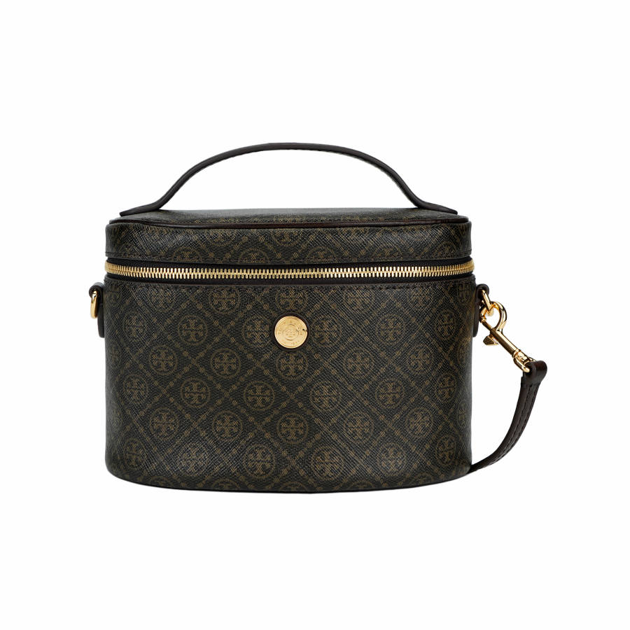TORY BURCH T Monogram Artificial Leather Handbag Women's Black Coffee