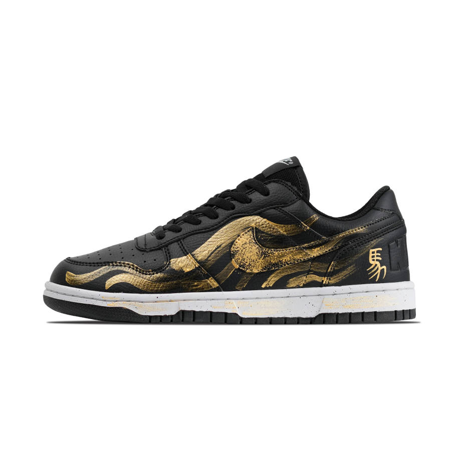 Nike Nike Big Black Gold Swift Shadow Cushioning Low top Skateboard Shoes Men's Black