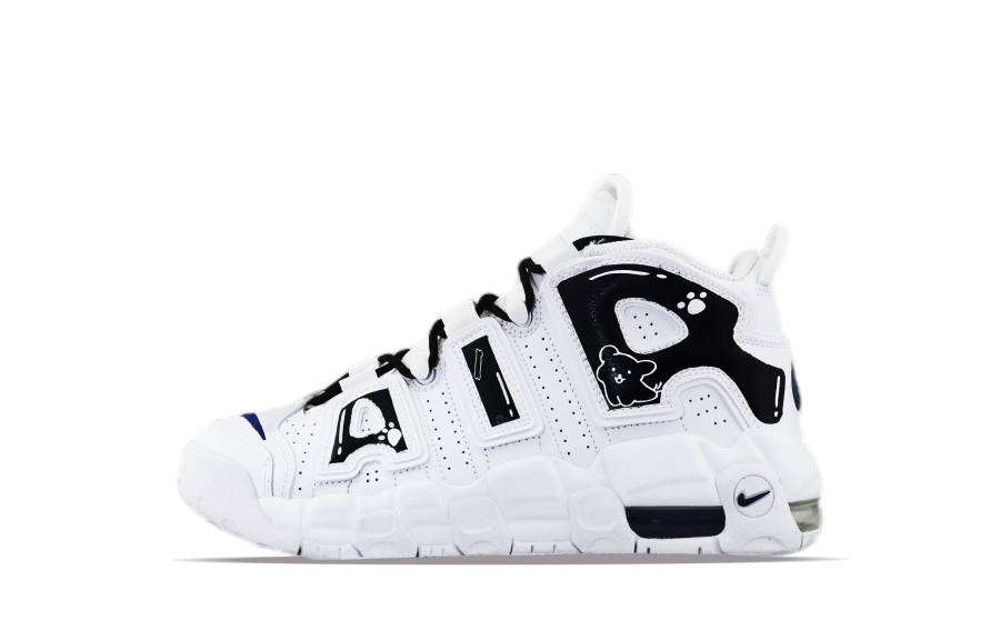 Nike Nike Air More Uptempo Abrasion Resistant Slip Resistant Mid top Vintage Basketball Shoes Women's Black White