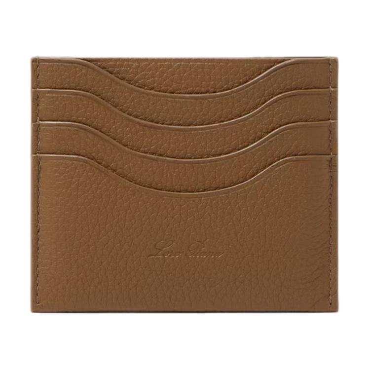 Loro Piana Extra Cow Leather Card Holder Unisex Big Walnut Brown