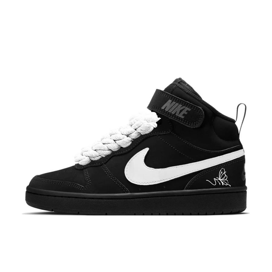 Nike Nike Court Borough White Butterfly Synthetic Leather Lightweight Cushioning Slip Resistant
