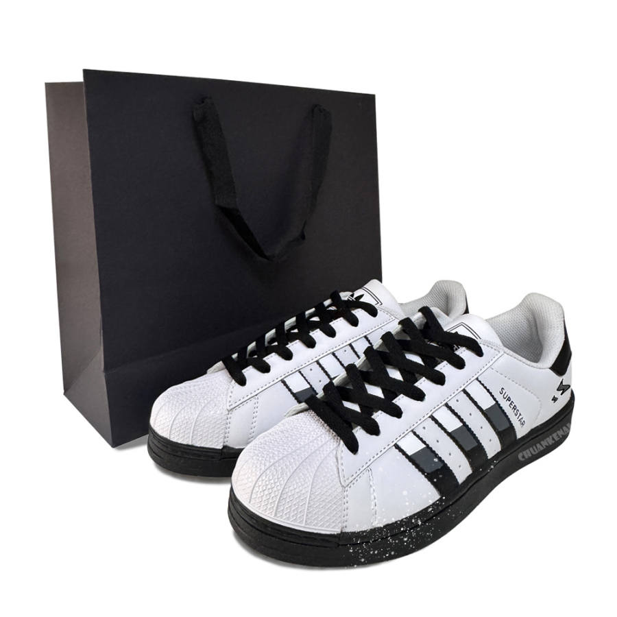 Adidas Adidas Superstar 2 Gray Fog Mood Leather Abrasion Resistant Slip Resistant Low top Skateboard Shoes Unisex Black White