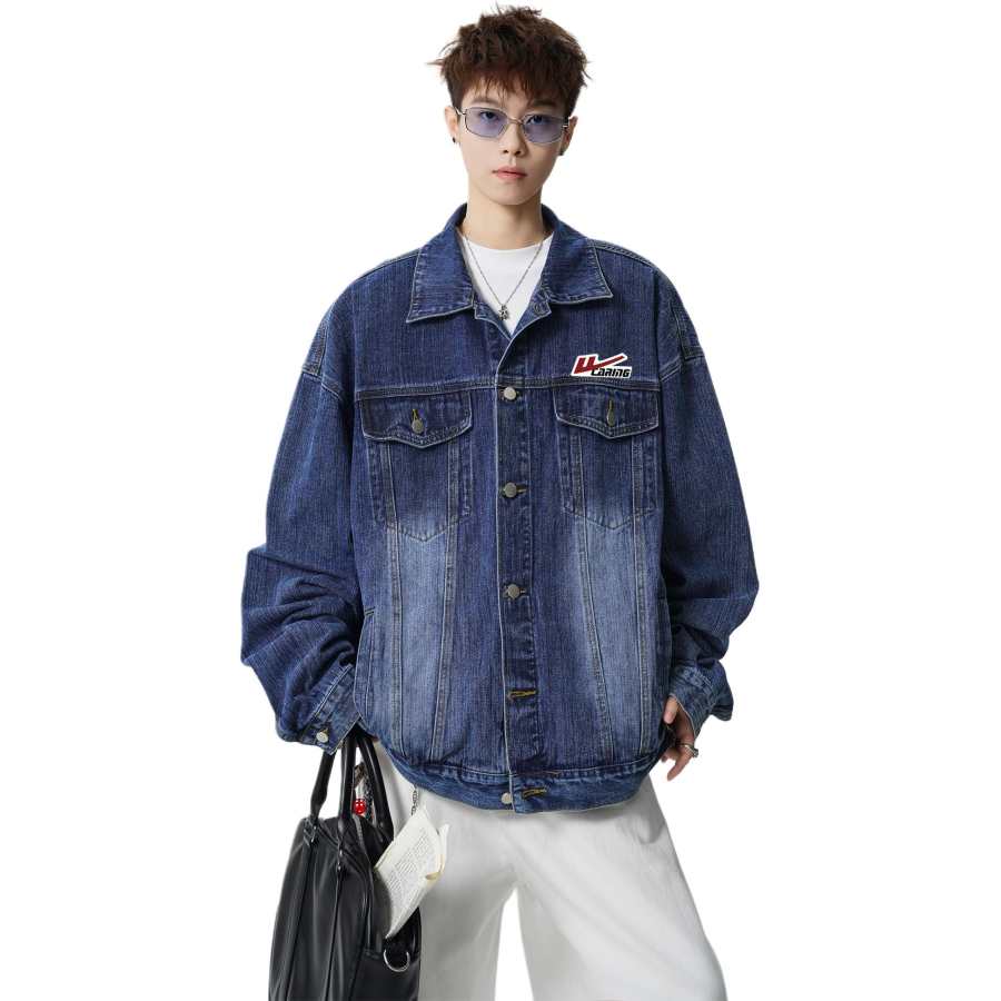 WARRIOR WARRIOR Denim Jackets Unisex Lapel Moderate Print