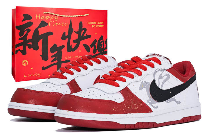 Nike Nike Big Abrasion Resistant, Lightweight, And Breathable Low top Skateboard Shoes Unisex White Red