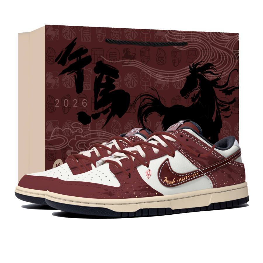 Nike Nike Dunk Crimson Age Lucky Star Shopping Bag Cushioning, Wear Resistant Low top Skateboard Shoes Men's Red