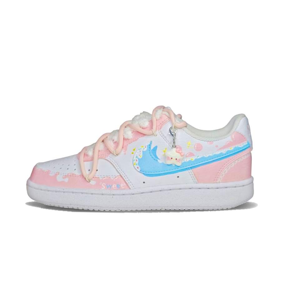 Nike Nike Court Vision 1 Slip Resistant Low top Skateboard Shoes Women's Pink White