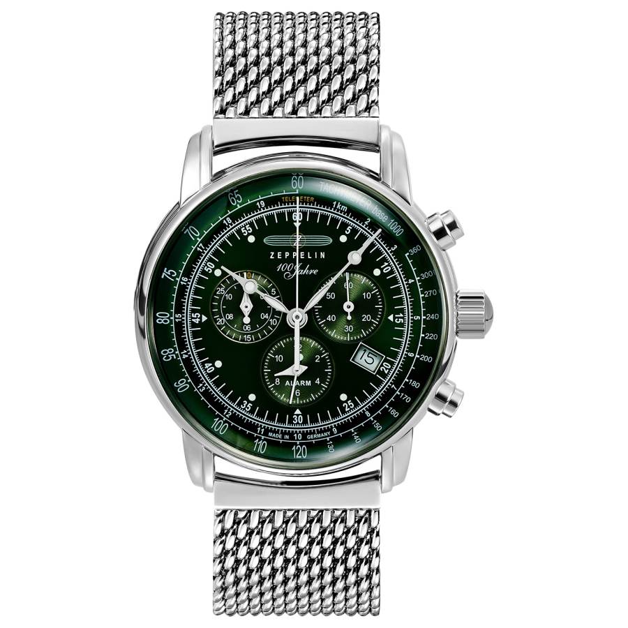ZEPPELIN Hundred Years Collection Quartz Movement 50m Waterproof Unisex Watch 42mm Green Dial