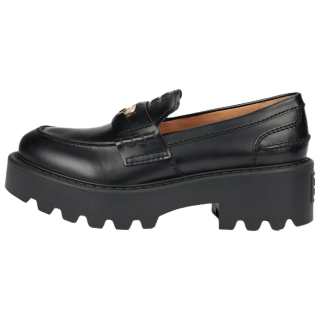 MIU MIU Cow Leather Loafers 5CM Women's Black
