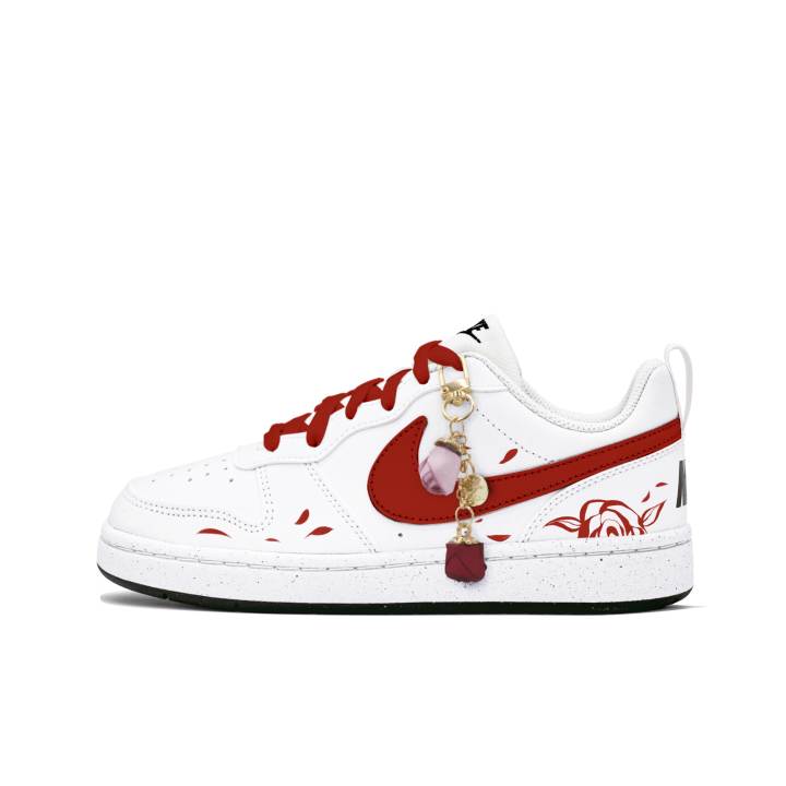 Nike Nike Court Borough Synthetic Leather Abrasion Resistant Abrasion Resistant Low top Skateboard Shoes Red White