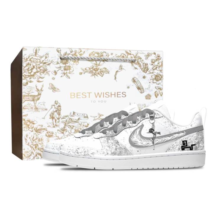 Nike Nike Court Borough Leather Slip Resistant Abrasion Resistant Breathable Cushioning Low top Kids' Skateboarding Shoes