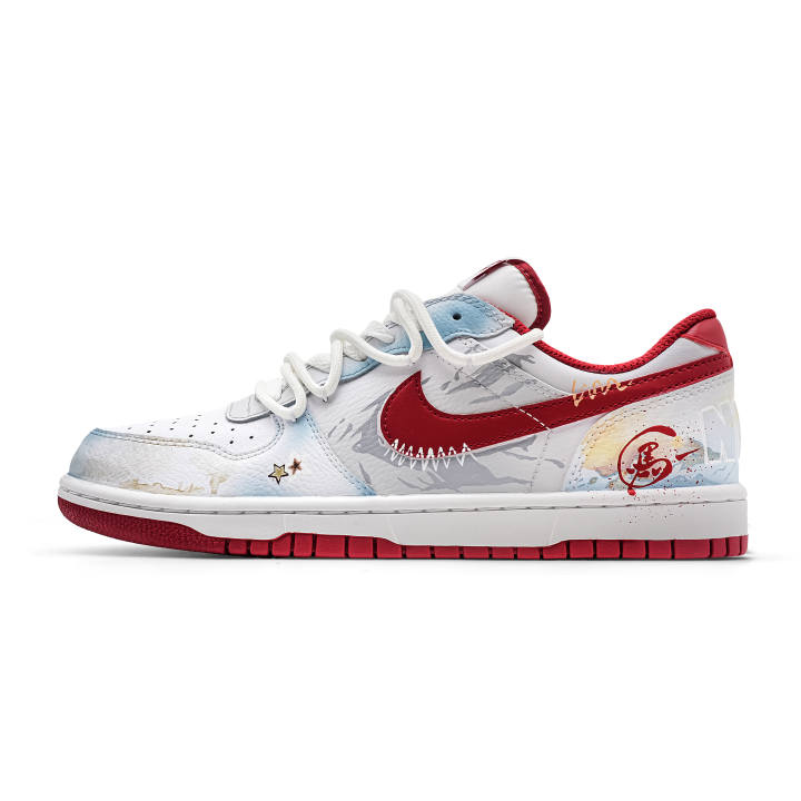 Nike Nike Big Low Lu Starry Blue Leather Abrasion Resistant Abrasion Resistant Low top Skateboard Shoes Men's White Blue