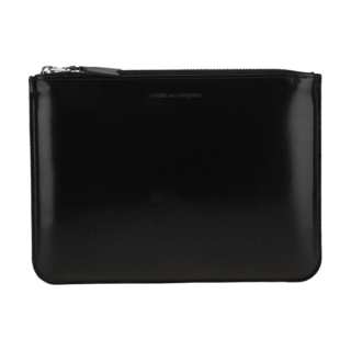 CDG Solid Color Calfskin Wallet Unisex Black