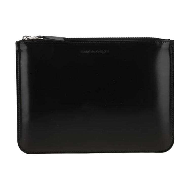 CDG Solid Color Calfskin Wallet Unisex Black