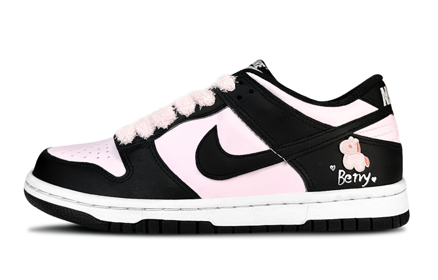Nike Nike Dunk Dark Chocolate Berry Slip Resistant Cushioning Low top Skateboard Shoes Cream Pink Teenagers
