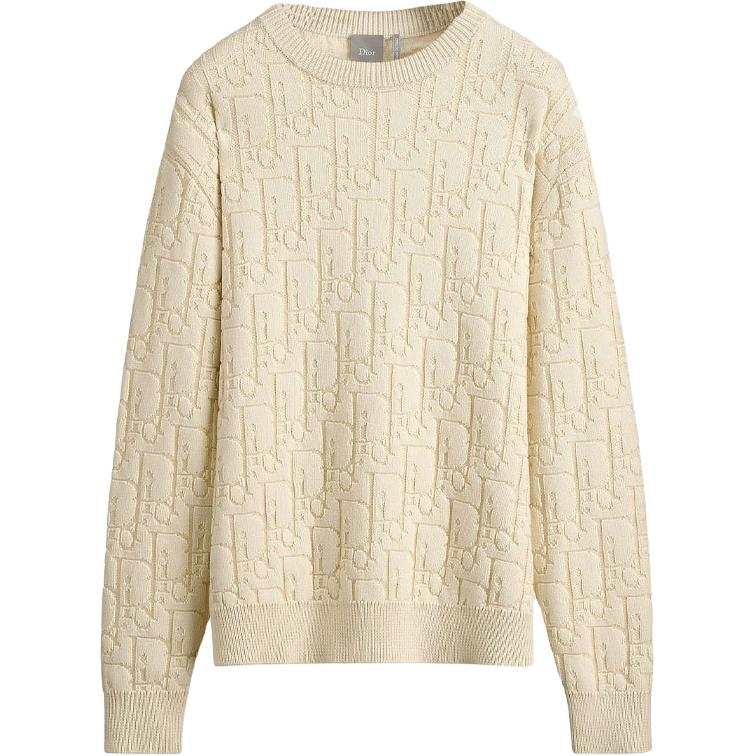 DIOR Knitwear Men's Ecru Crew Neck Moderate