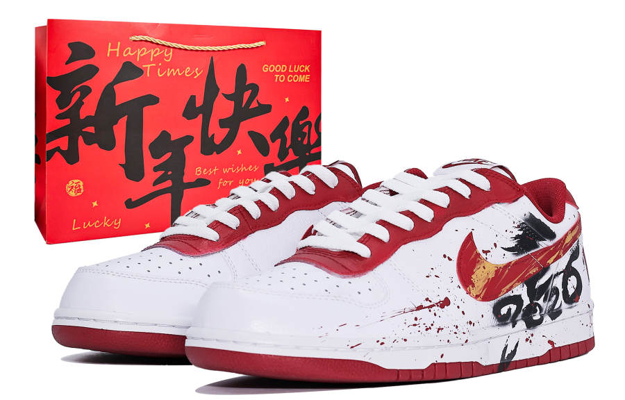 Nike Nike Big Abrasion Resistant Breathable Low top Skateboard Shoes Unisex White Red