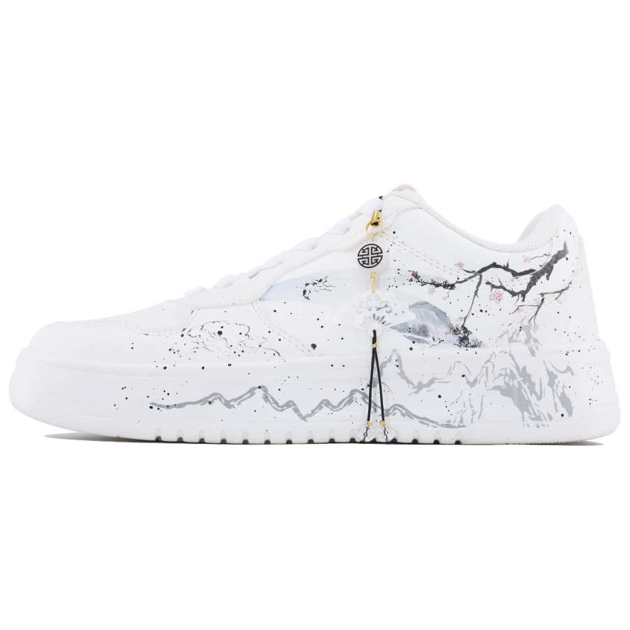 Anta Plum Blossom Branches In Snow Slip Resistant Cushioning Low top Skateboard Shoes Men's White
