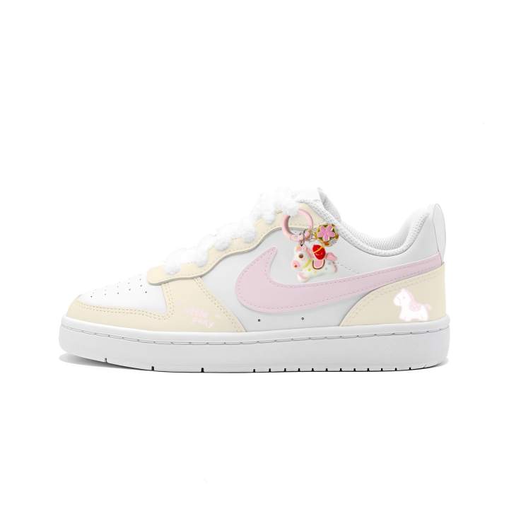 Nike Nike Court Borough Milk Candies Pony, Buger Manufacturing Leather Cushioning Abrasion Resistant Slip Resistant Low top