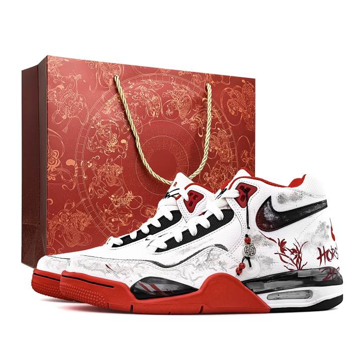 Nike Nike Flight Legacy Horse Step Red Brocade, Special Shopping Bag Cushioning Abrasion Resistant Slip Resistant Mid top