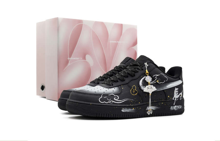 Nike Nike Air Force 1 Golden Horse Welcome Spring Low top Skateboard Shoes Women's Black Gold