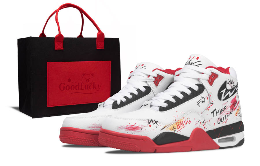 Nike Nike Flight Legacy Spray Graffiti, Shopping Bag Cushioning Slip Resistant Mid top Vintage Basketball Shoes Unisex