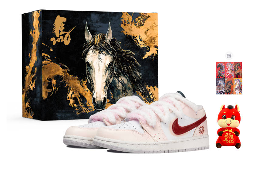 Jordan Jordan Air Jordan 1 Horse Step Blessings Leather Slip Resistant Abrasion Resistant Low top Children's Basketball Shoes