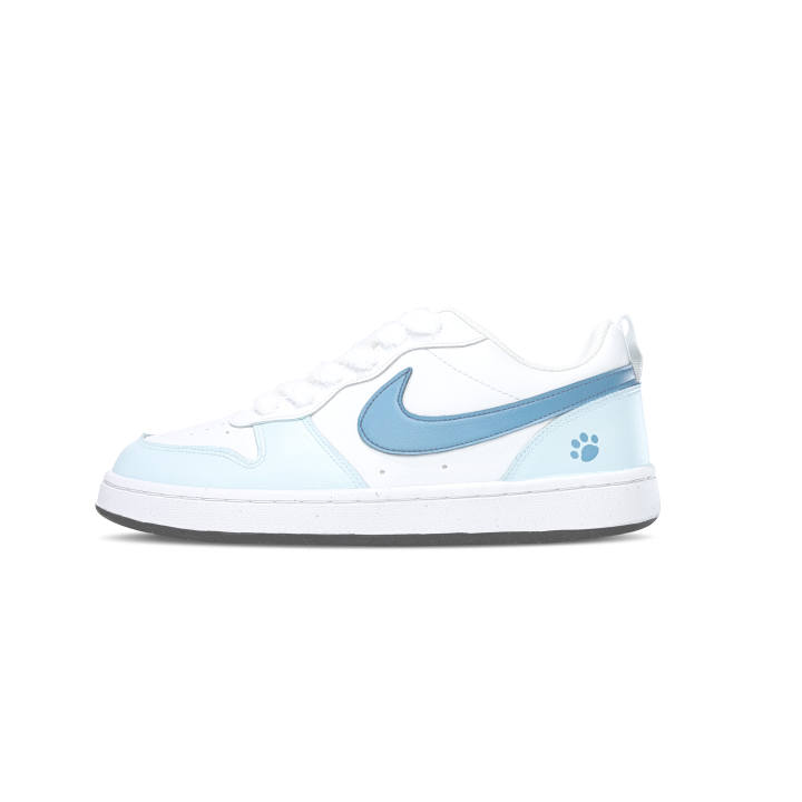 Nike Nike Court Borough Blue Crisps Milk Step Synthetic Leather, Leather Abrasion Resistant Breathable