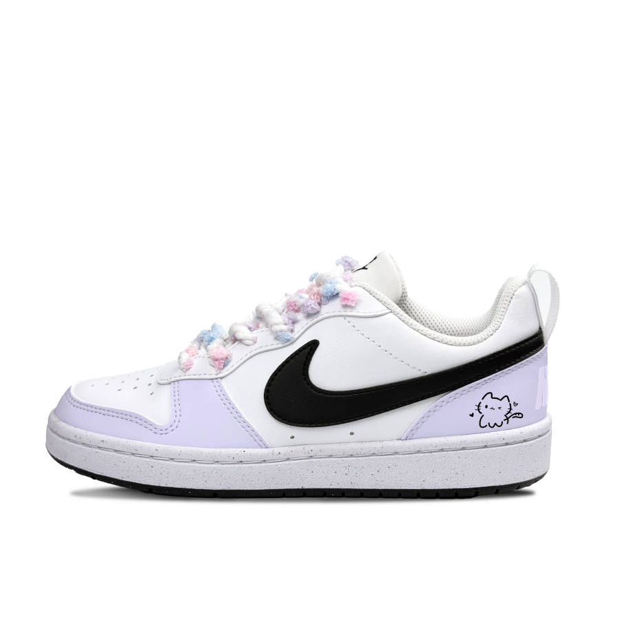 Nike Nike Court Borough Synthetic Leather Abrasion Resistant Slip Resistant Low top Kids' Skateboarding Shoes Purple White