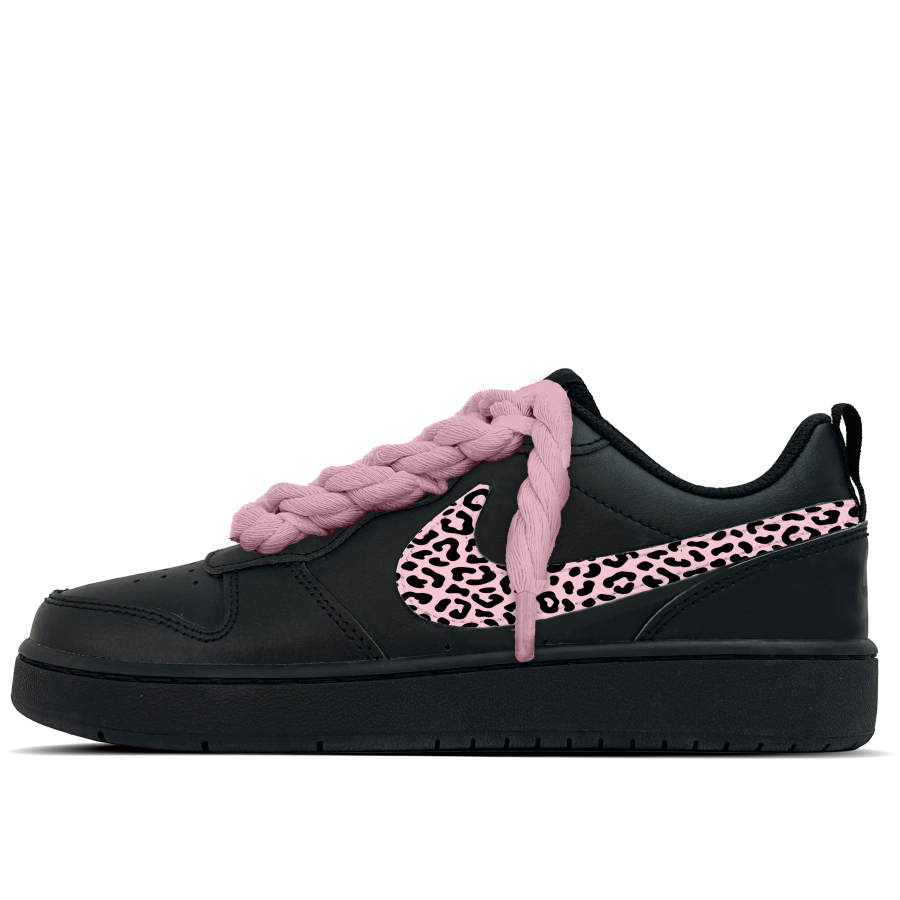 Nike Nike Court Borough Pink Leopard Black Charm Leather Abrasion Resistant Slip Resistant Abrasion Resistant Slip Resistant