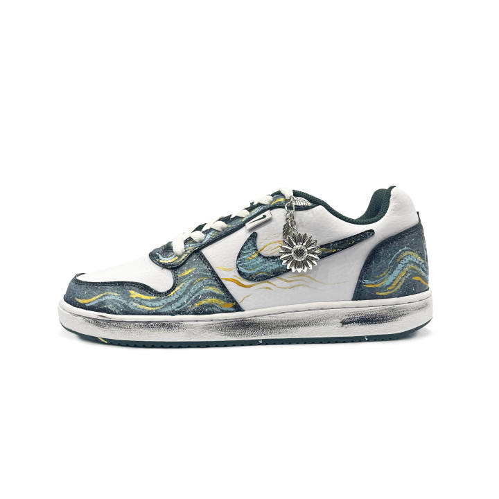 Nike Nike EBERNON Cushioning Abrasion Resistant Slip Resistant Low top Skateboard Shoes Men's Blue Green