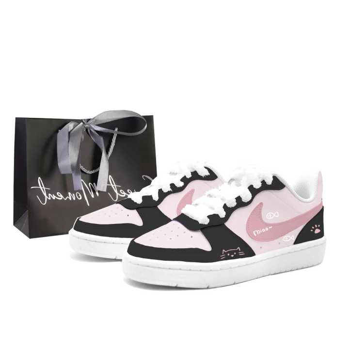 Nike Nike Court Borough 2 Pink Black Cute Cat, Kung Fu Rabbit Leather Cushioning Abrasion Resistant Slip Resistant
