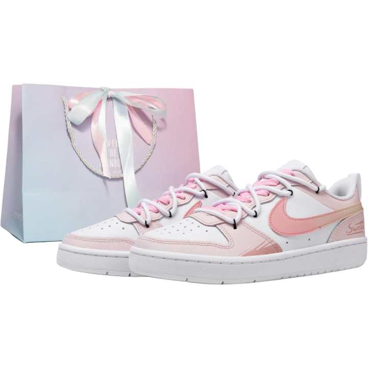 Nike Nike Court Borough 2026 Sweet Peach, Versatile Monster Leather Slip Resistant Cushioning Abrasion Resistant Low top