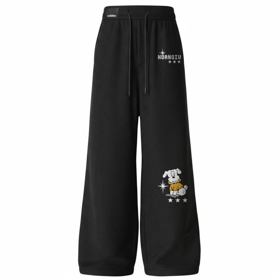 HUANQIU Casual Pants Unisex Thickened And Fleece Lined Straight Fit Pants