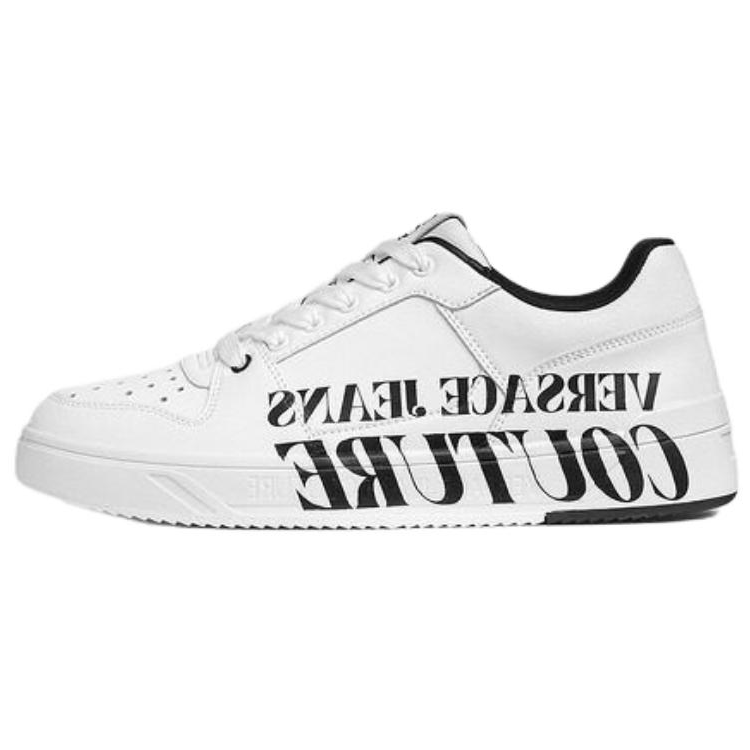 VERSACE JEANS COUTURE Cow Split Leather Low top Skateboard Shoes Men's White