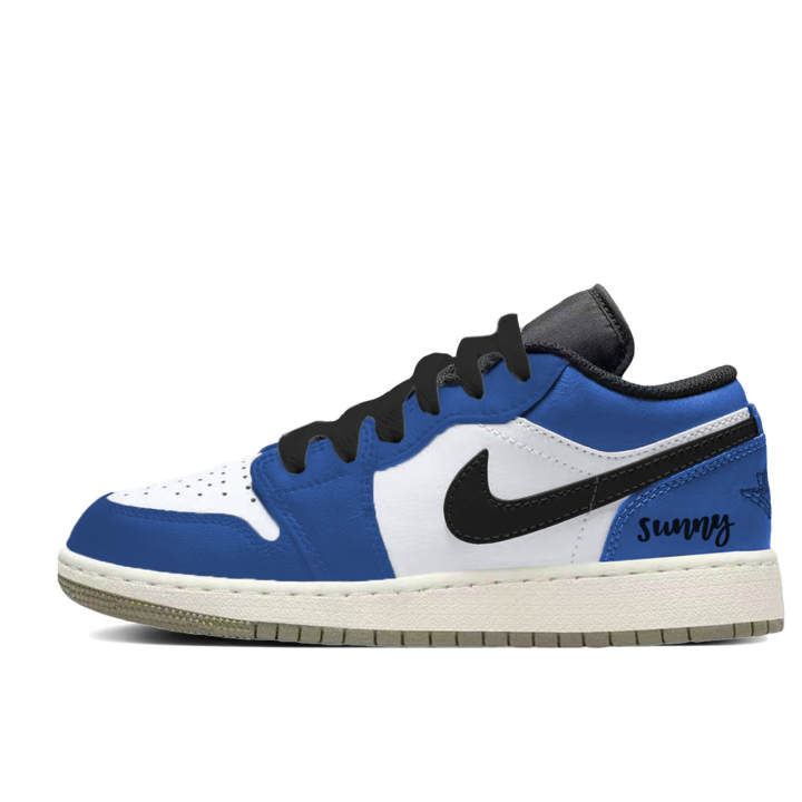 Jordan Jordan Air Jordan 1 Blue Black Player Slip Resistant Abrasion Resistant Slip Resistant Abrasion Resistant Low top
