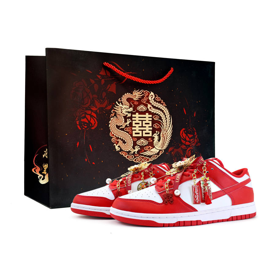 Nike Nike Dunk Slip Resistant Abrasion Resistant Low top Skateboard Shoes Unisex Red White
