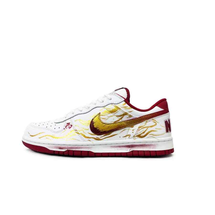 Nike Nike Big Cushioning Slip Resistant Low top Skateboard Shoes Men's Gold White Red