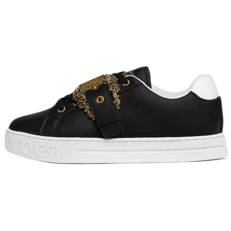 VERSACE JEANS COUTURE Cow Split Leather Low top Skateboard Shoes Women's Black