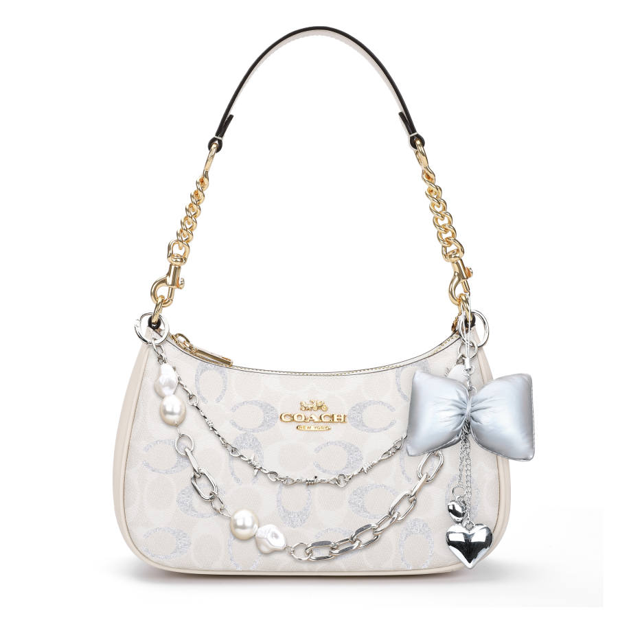 COACH Teri Artificial Leather Crossbody Bag, Shoulder Bag Medium Women's Chalk White