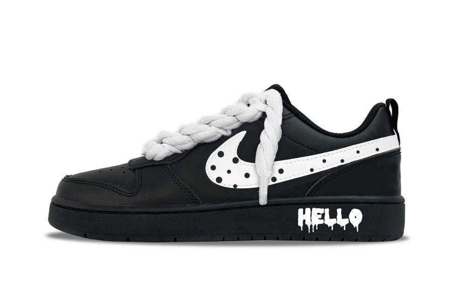 Nike Nike Court Borough Pearl Polka Dot, Versatile Trendy Synthetic Leather Slip Resistant Low top Kids' Skateboarding Shoes