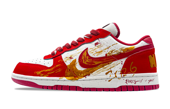 Nike Nike Big Leather Abrasion Resistant Breathable Abrasion Resistant Breathable Low top Skateboard Shoes Men's Red White