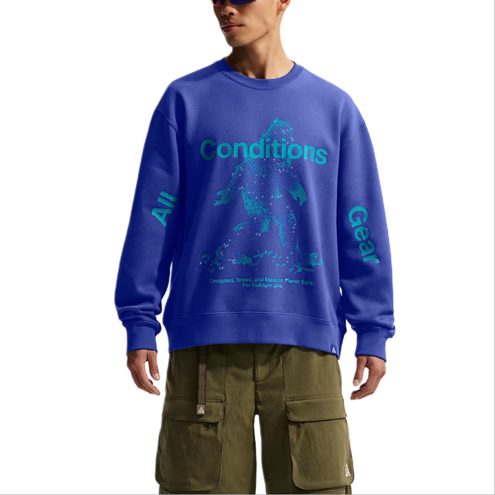 Nike Nike ACG Tuff Fleece Therma FIT Water Repellent Fleece Lined Pullover Crew Neck Sports Long Sleeved Sweatshirt Men's