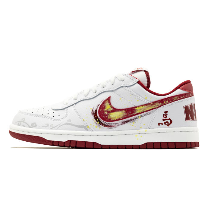 Nike Nike Big Lucky Red Horse Abrasion Resistant Breathable Low top Skateboard Shoes Men's Red White