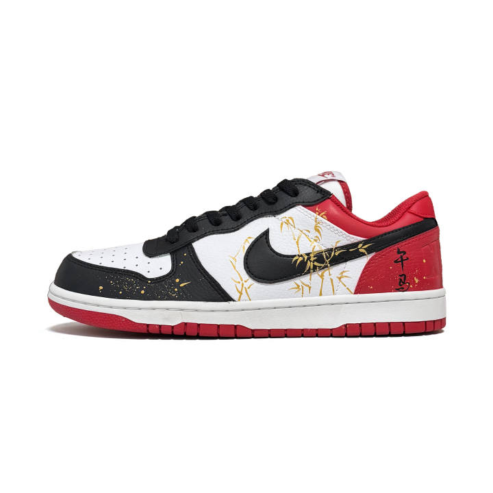 Nike Nike Big Red Gold Bamboo Grace Abrasion Resistant Low top Skateboard Shoes Men's Red Black