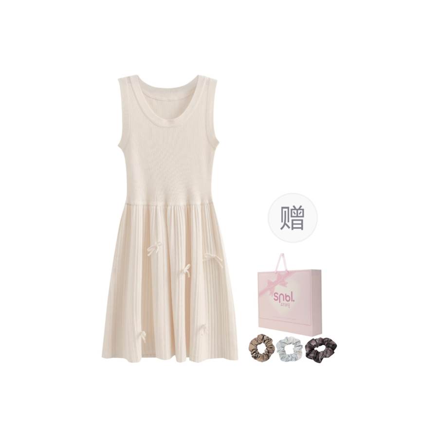 SNBL Sleeveless Dresses Women's Apricot U Neck Moderate Mid Length