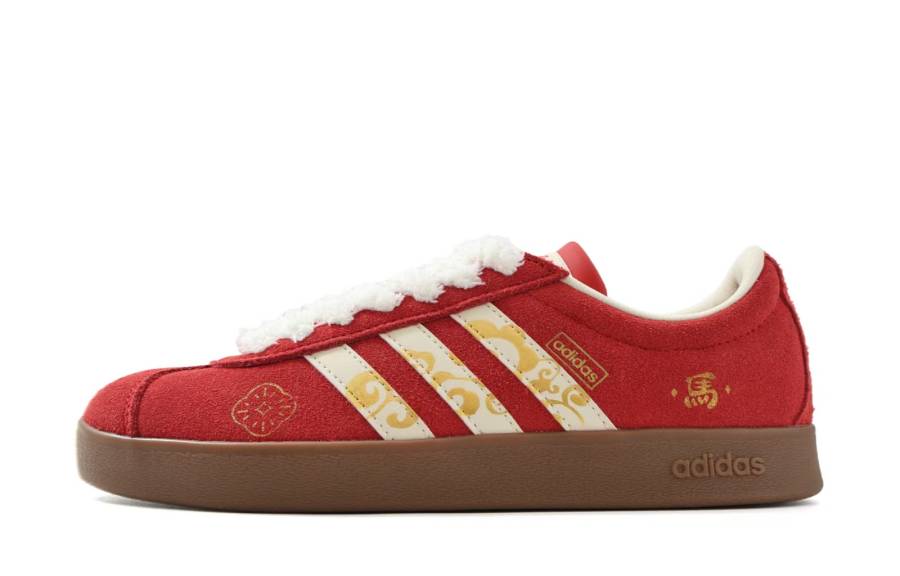 Adidas Adidas Vl Court Classic Golden Dawn Abrasion Resistant Low top Skateboard Shoes Unisex Red Gold